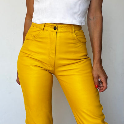 Yellow Leather trousers