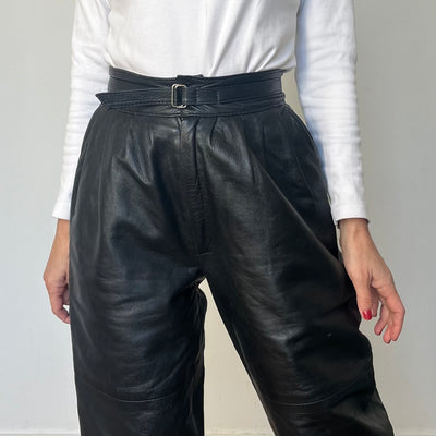 Black Leather trousers with belt