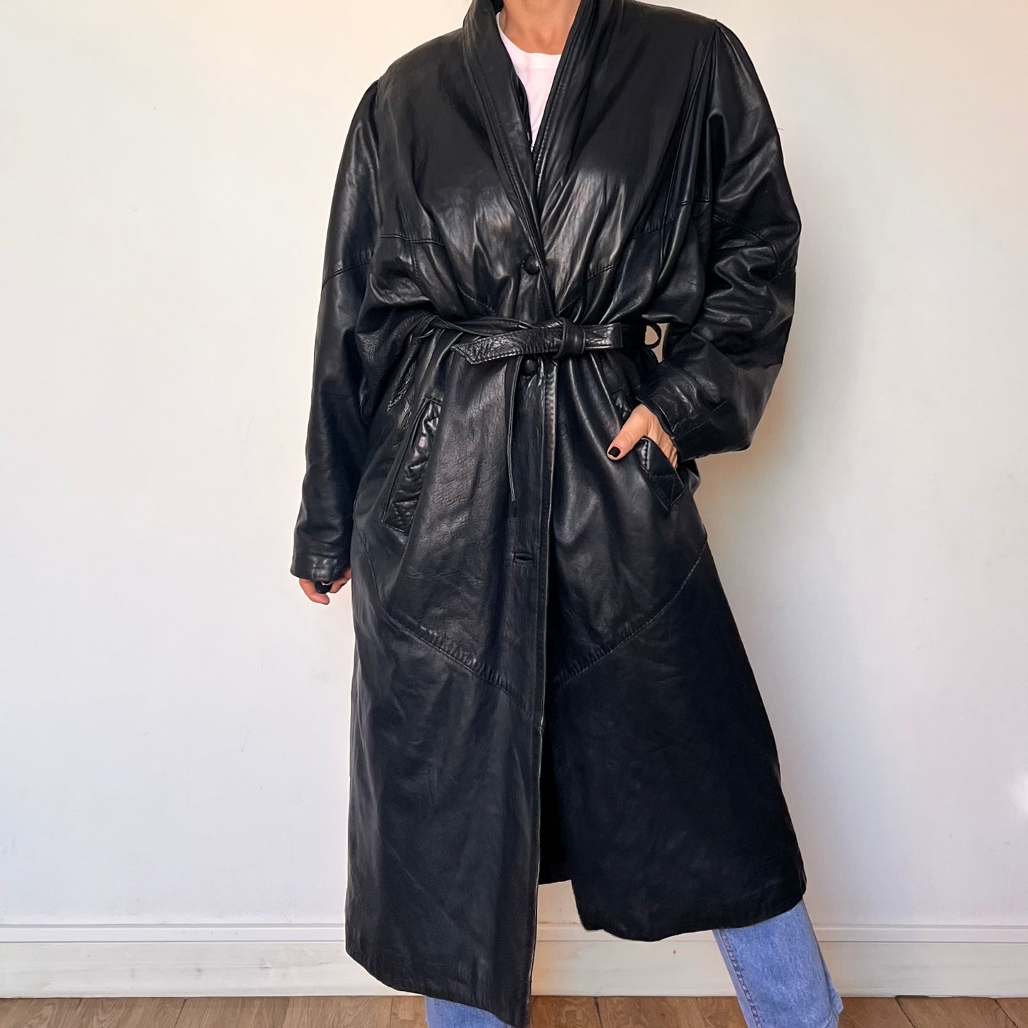Vintage long trench coat with belt