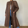 Vintage Brown leather Long Trench Coat