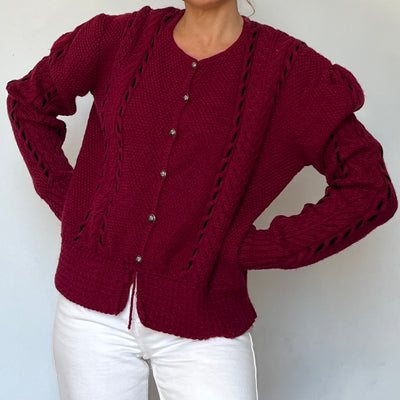 Puffy sleeves knitted cardigan