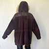 Vintage Burgundy leather hooded jacket