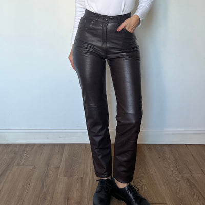 Brown Leather trousers by Guess