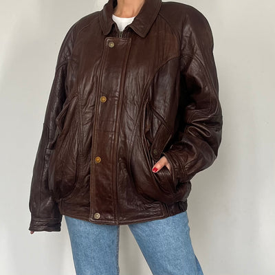 Vintage brown leather Bomber jacket