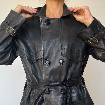 Black Leather Trench Coat