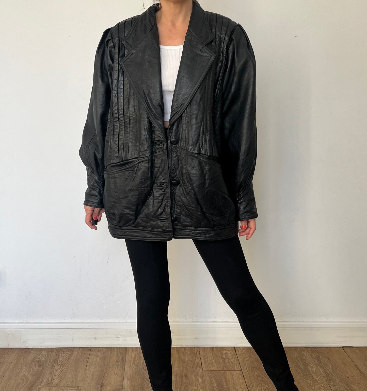 Vintage Balloon Sleeves Thick leather jacket