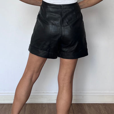 Black Leather Shorts with belt