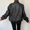 Vintage Black Leather Bomber Jacket