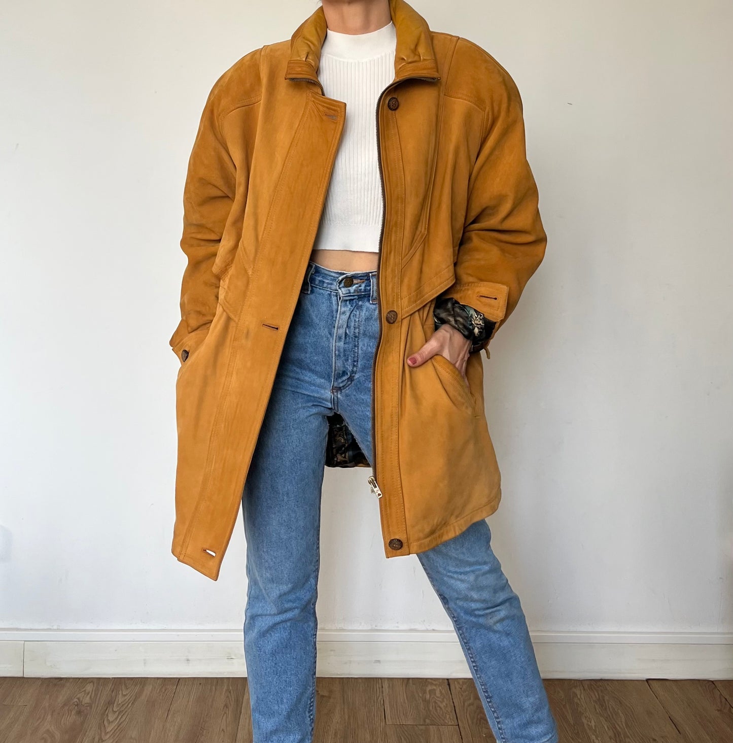 Vintage Suede Leather parka Jacket