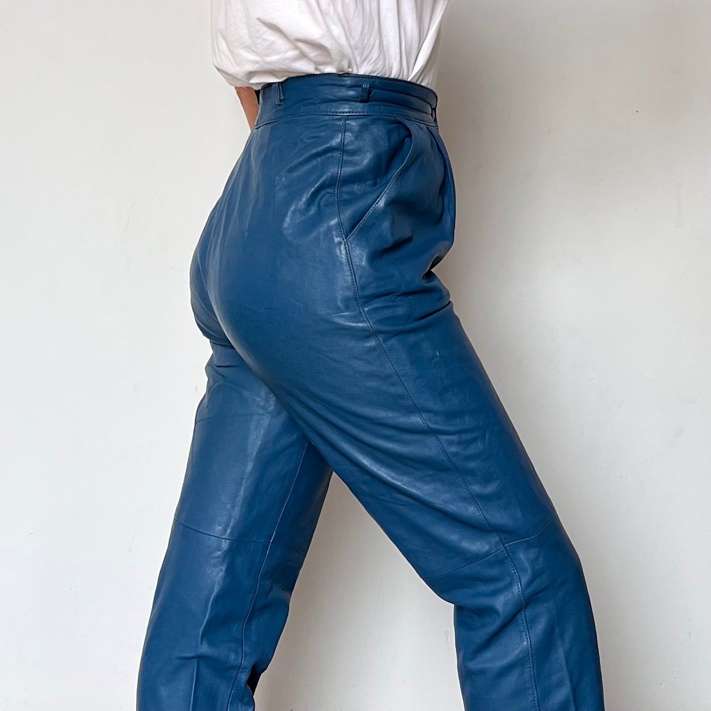 Blue Leather trousers