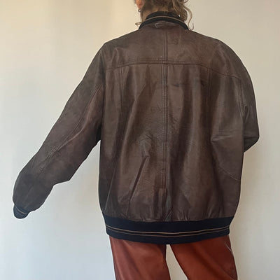 Vintage leather Bomber jacket