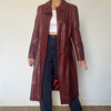 Burgundy leather trench