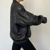 Vintage Black Leather Bomber Jacket