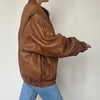 Vintage Brown Leather Bomber Jacket