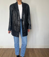 Vintage Black Leather Blazer Jacket