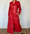 Vintage red Leather long Trench coat