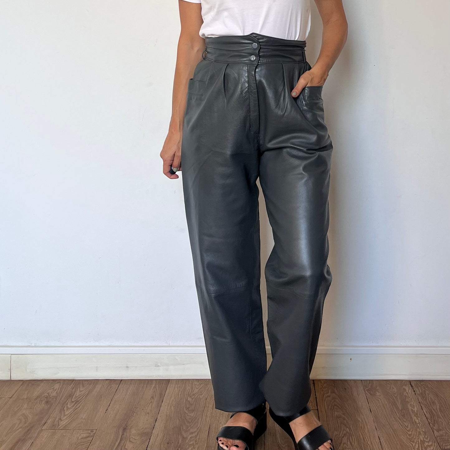 Gray Leather trousers
