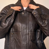 Vintage Brown Leather Bomber Jacket