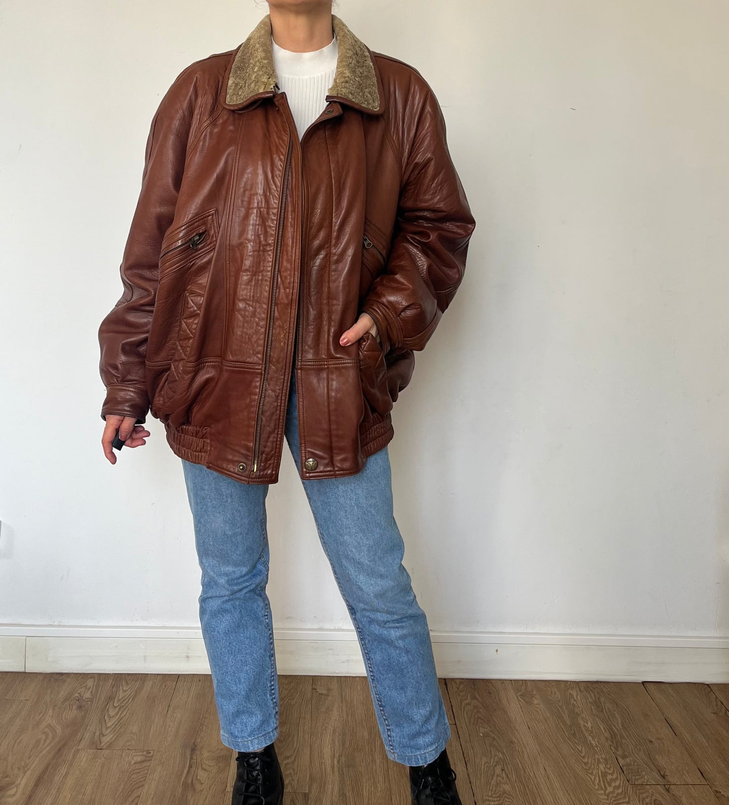 Vintage Aviator Sherpa bomber Jacket