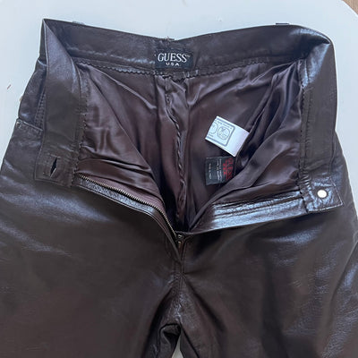 Brown Leather trousers by Guess