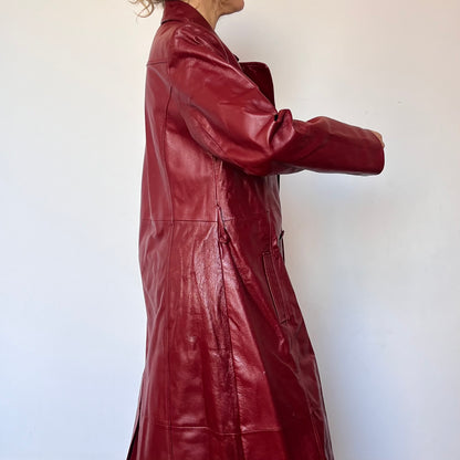 Vintage Burgundy leather trench coat