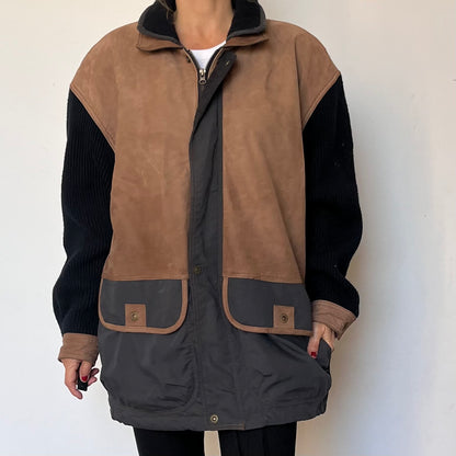 Vintage leather & wool parka by Allison Win Gate