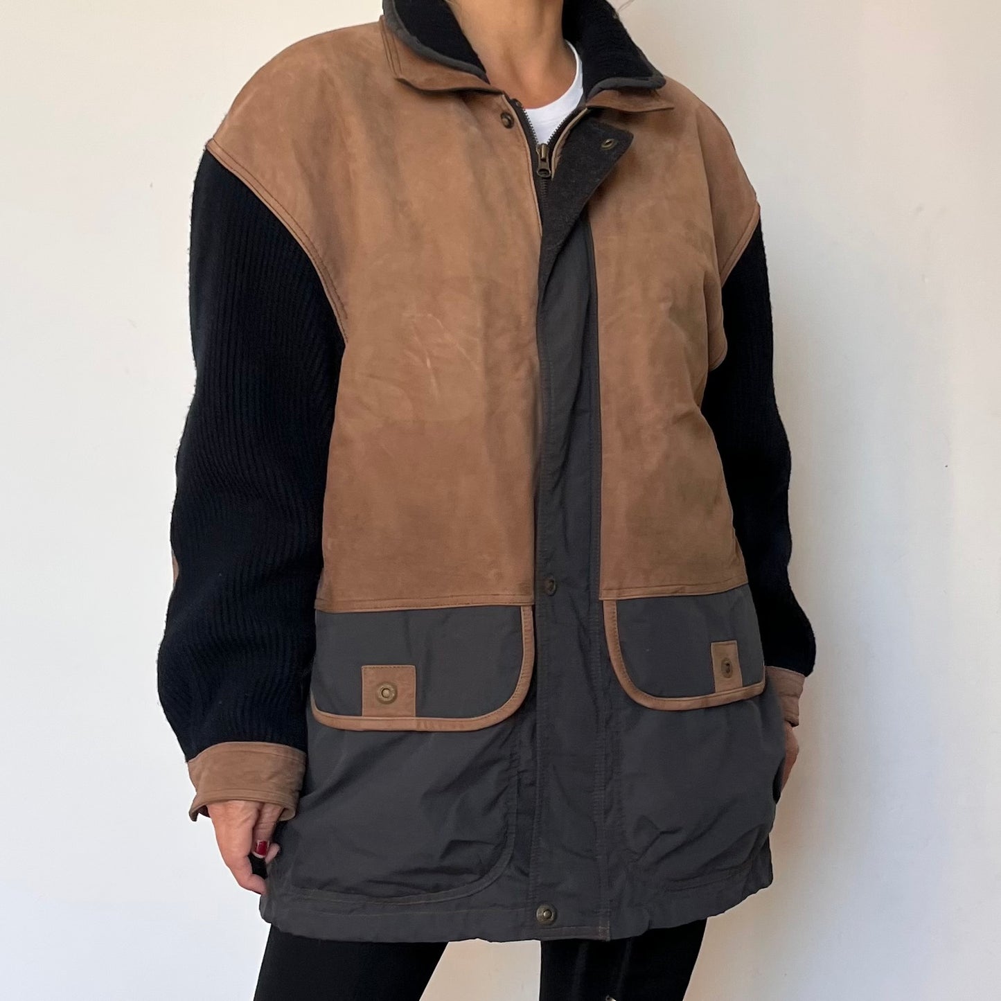 Vintage leather & wool parka by Allison Win Gate