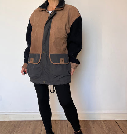 Vintage leather & wool parka by Allison Win Gate