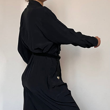 Vintage 90s Black Long sleeves Jumpsuit