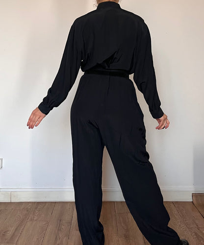 Vintage 90s Black Long sleeves Jumpsuit