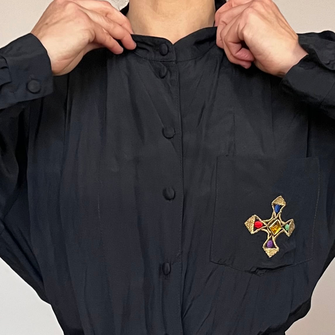 Vintage 90s Black Long sleeves Jumpsuit