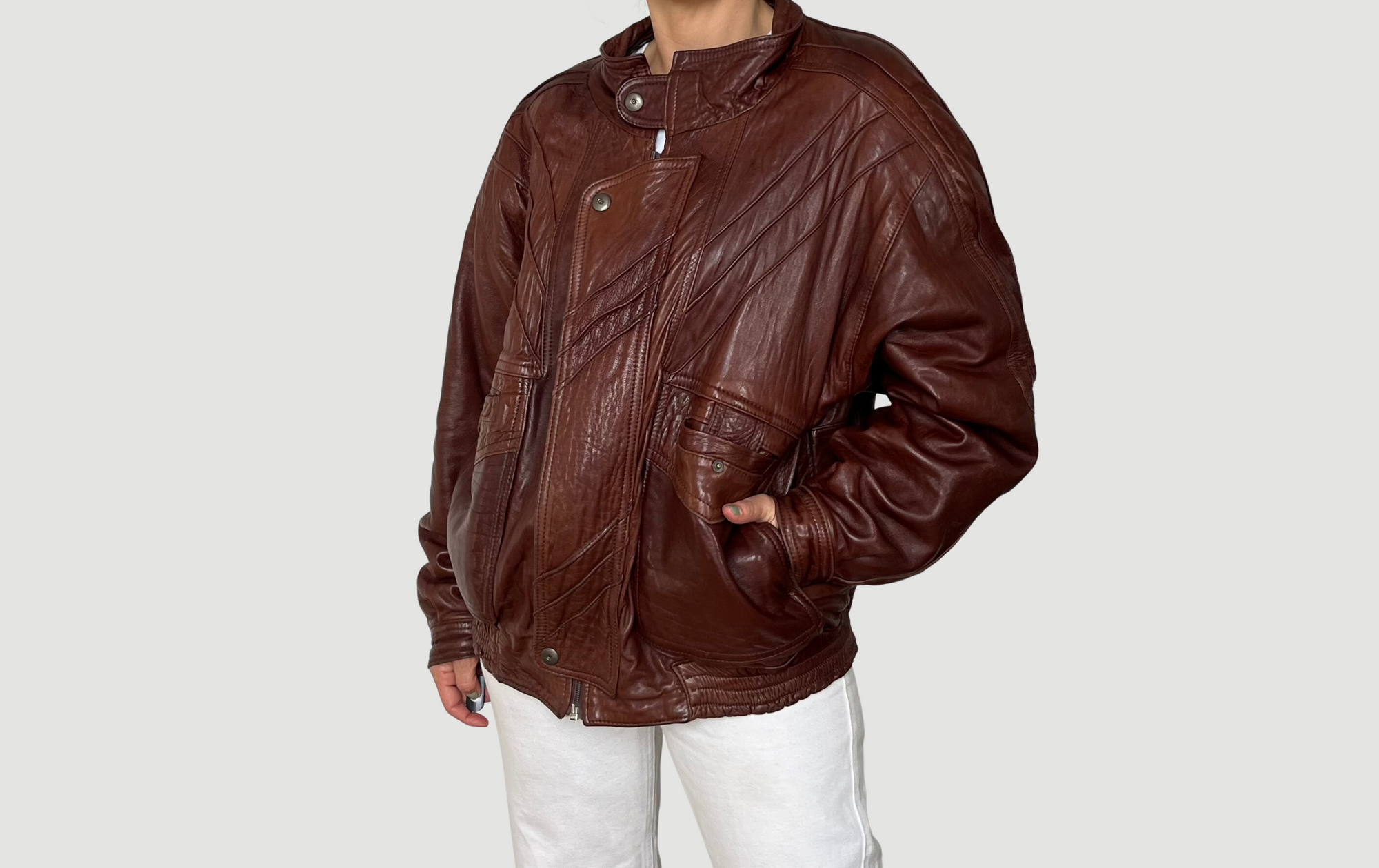 Vintage leather Bomber jacket