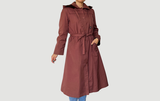 Burgundy Long Trench Coat