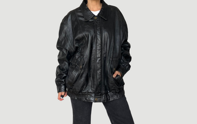 Black Bomber leather jacket