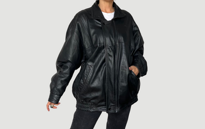 Black Bomber leather jacket