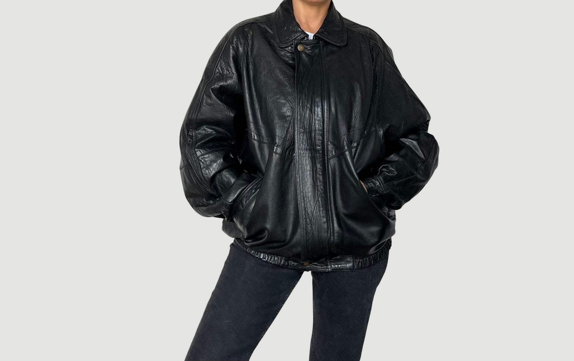 Black Bomber leather jacket