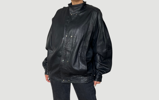 Black Bomber leather jacket