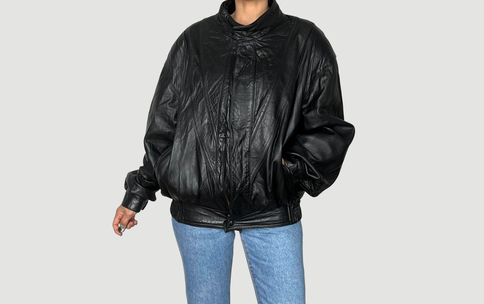 Black Bomber leather jacket