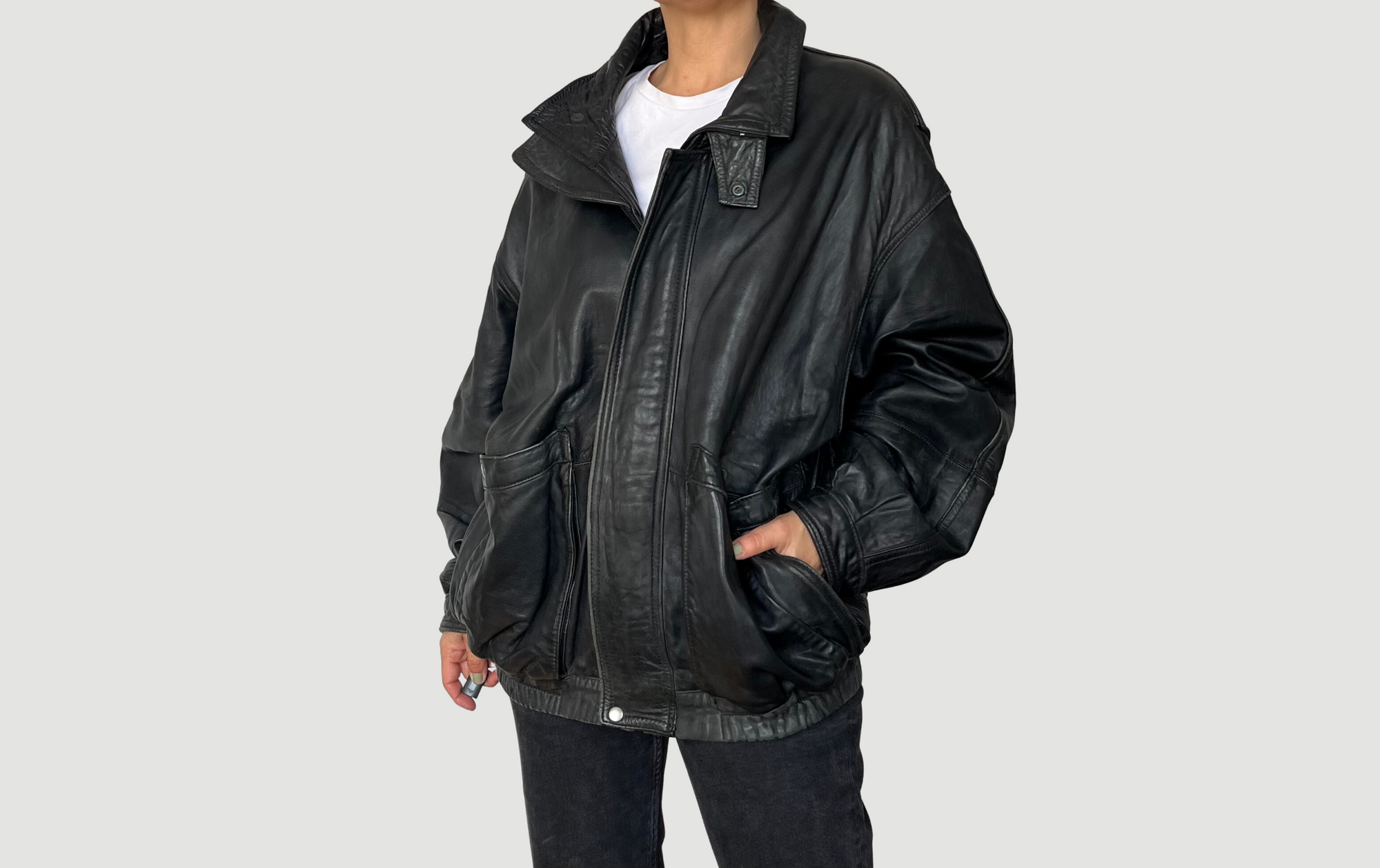 Black Bomber leather jacket