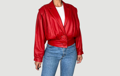 Crop Red leather jacket