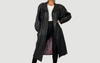 Vintage Black Leather long Overcoat