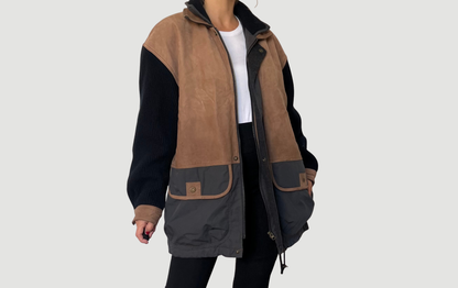 Vintage leather & wool parka by Allison Win Gate