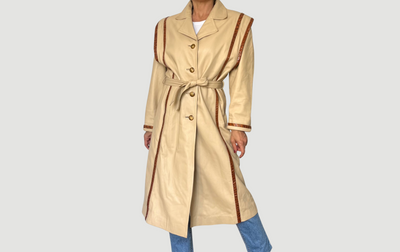 Vintage Beige Leather Trench coat