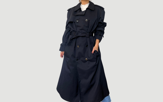 Vintage Blue Long Trench Coat