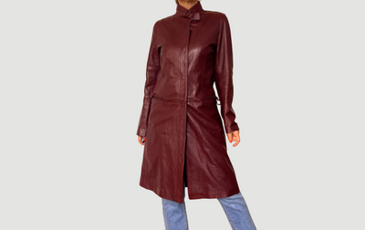 Vintage Burgundy leather trench