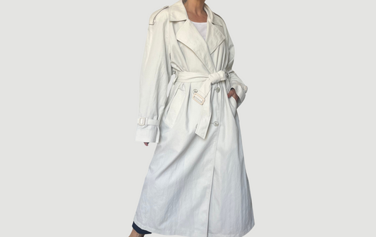 Vintage Ivory Long Trench Coat