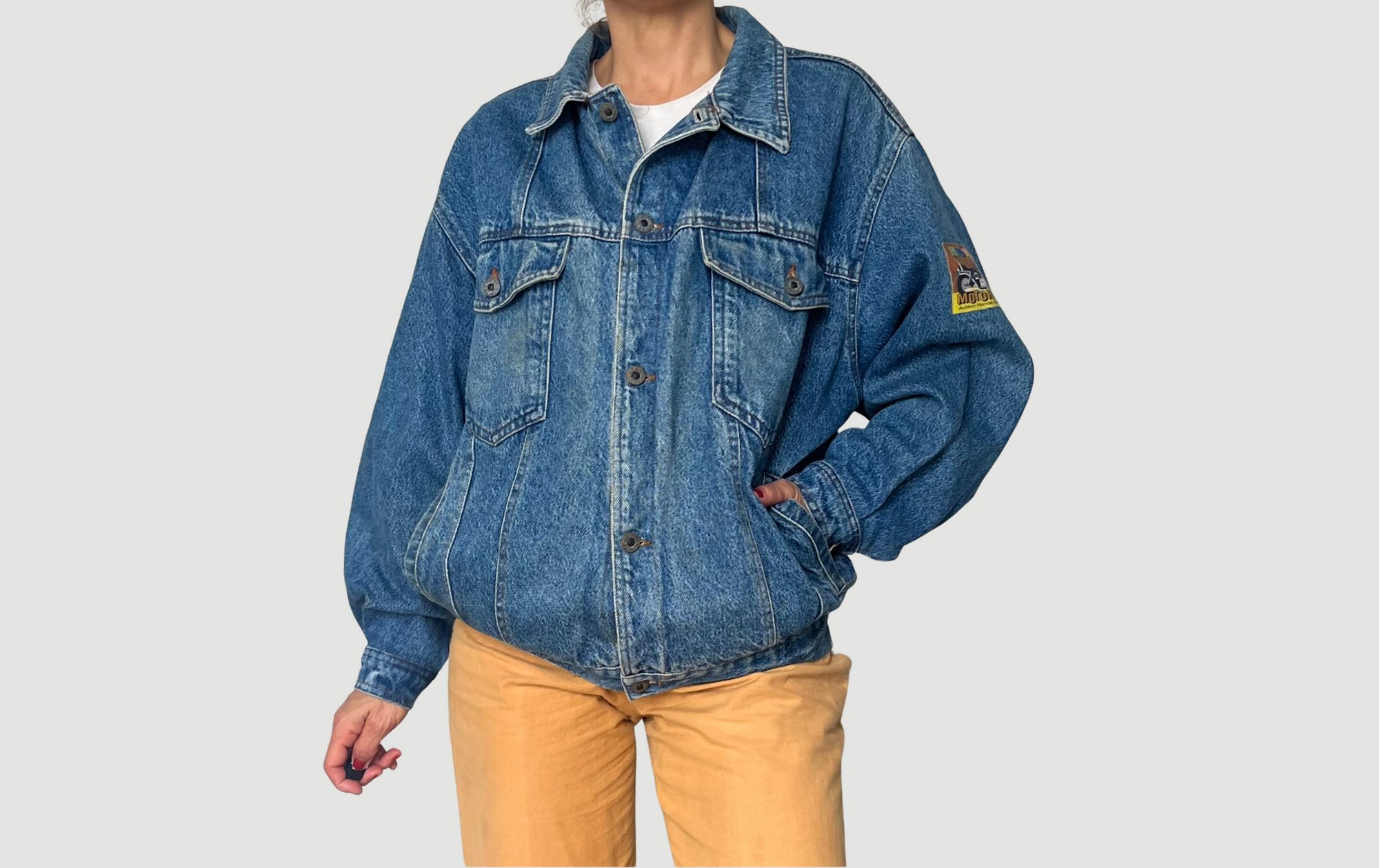 Vintage bomber blue Denim cotton jacket