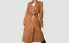 Vintage leather Long Trench Coat