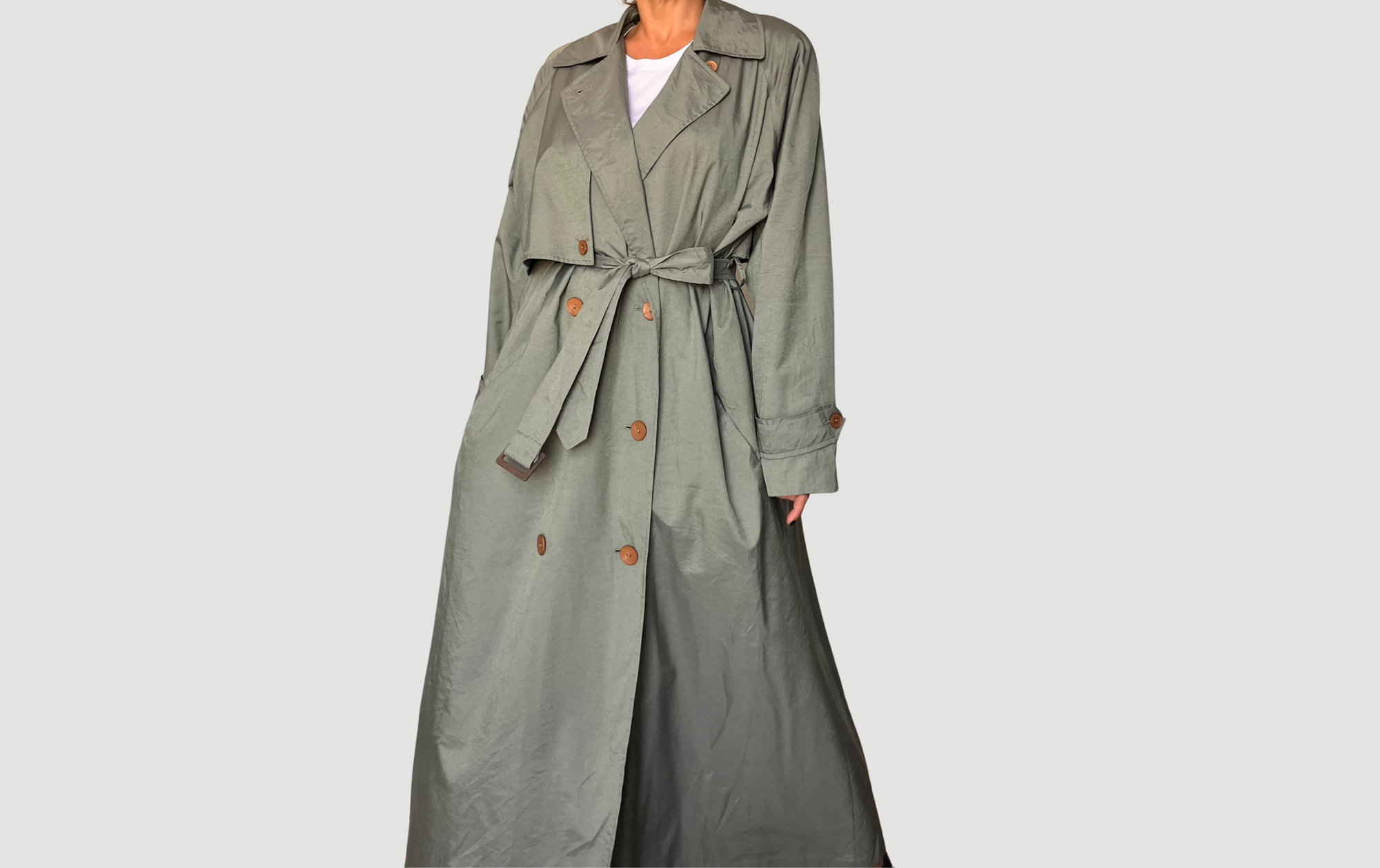 Vintage green Long Trench Coat