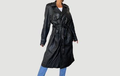 Black Leather Trench Coat